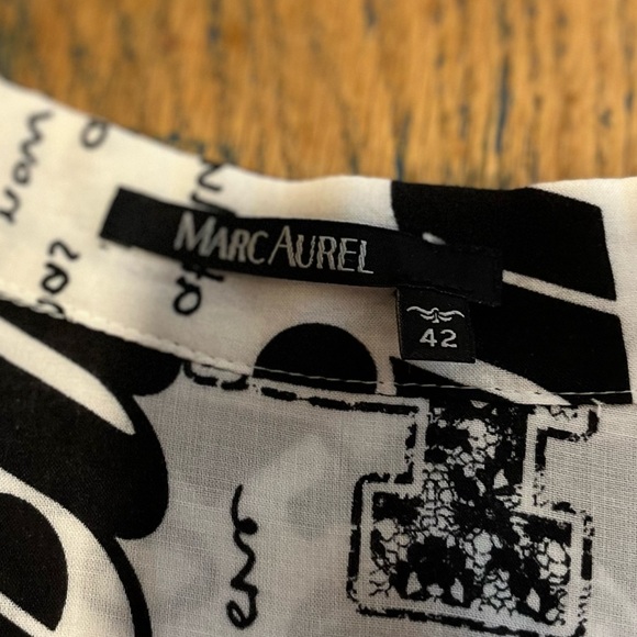 🖤 MARC AUREL – Black & White Graphic Print Blouse – Size 42 - Picture 2 of 11